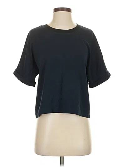 Pre-owned Brass Short Sleeve Top Black Crew Neck Tops