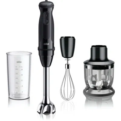 Braun Handheld Electric Immersion Blender With Whisk & Mini Food Chopper In Black;stainless Steel