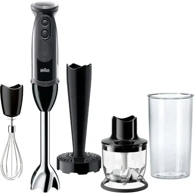 Braun Handheld Electric Immersion Blender With Whisk, Chopper, Masher & Blending Shaft In Black