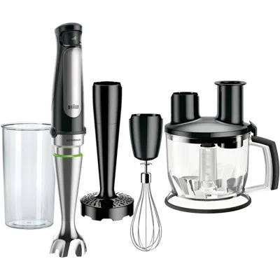 Braun Multiquick 7 Smart-speed Hand Blender With 500 Watts Of Power, Whisk, Masher, And 6-cup Food Process In Black;silver