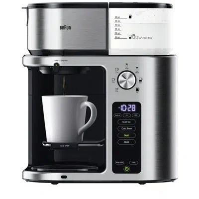 Braun Multiserve Plus 10- Cup Pod Free Drip Coffee Maker, 7 Brew Sizes / Hot & Cold Brew, Stainless Steel 