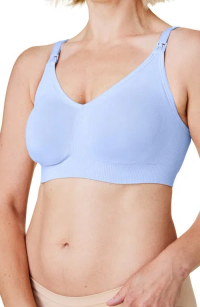 Bravado Designs Body Silk Seamless Recycled Nylon Blend Wireless Maternity/nursing Bra In Hydrangea Blue
