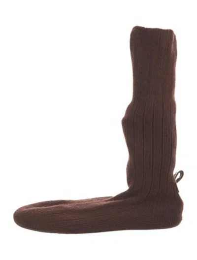 Pre-owned Brave Pudding Boots In Brown/burgundy