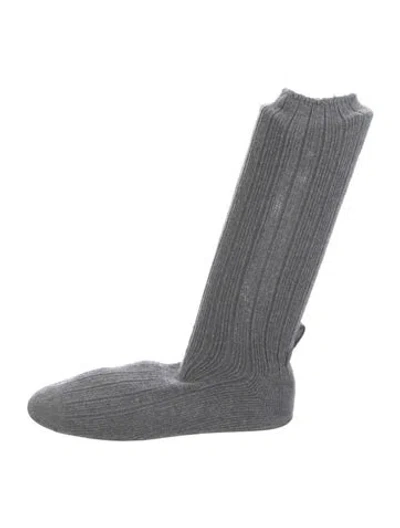 Pre-owned Brave Pudding Suede Slippers In Grey