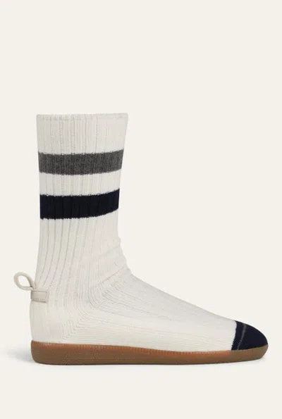 Brave Pudding Womens Varsity Strolls Sock Shoe In White