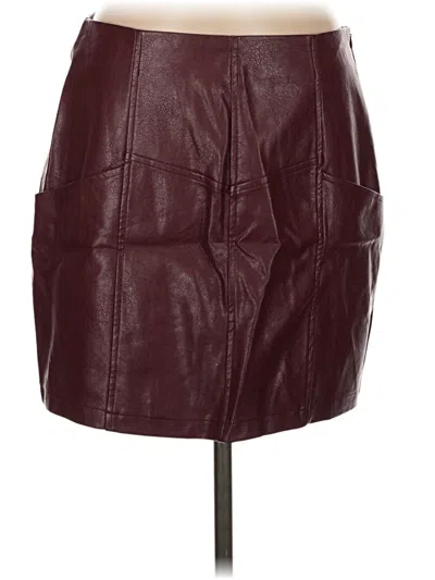 Pre-owned Brave Soul Faux Leather Skirt In Burgundy