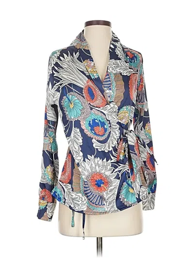 Pre-owned Brave Soul Long Sleeve Blouse In Blue