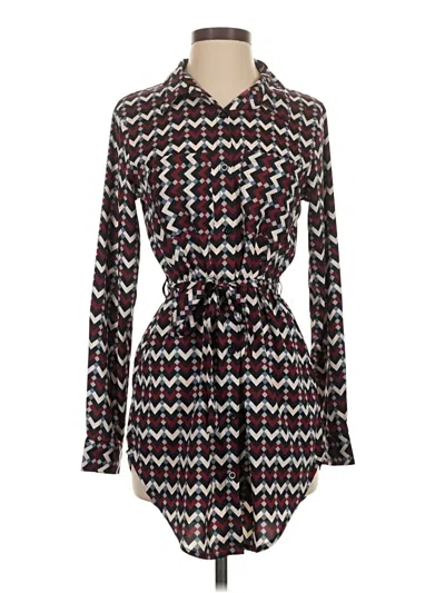 Pre-owned Brave Soul Long Sleeve Blouse In Burgundy