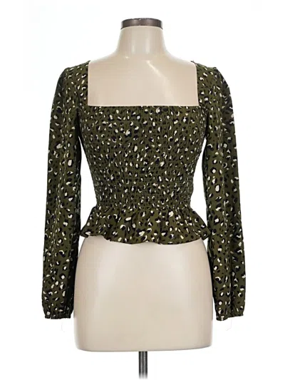 Pre-owned Brave Soul Long Sleeve Blouse In Green