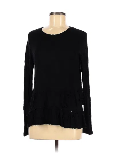 Pre-owned Brave Soul Long Sleeve Top Black Ruffles Neckline Tops