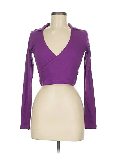 Brave Soul Long Sleeve Top Purple Open Neckline Tops
