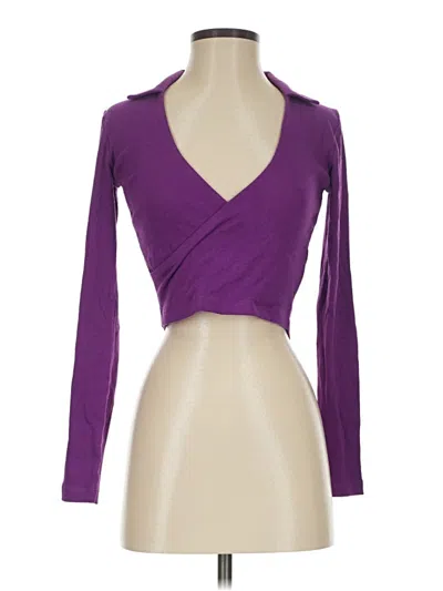 Brave Soul Long Sleeve Top Purple Plunge Neckline Tops