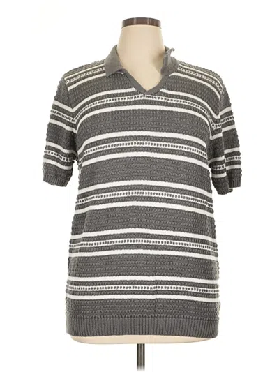 Pre-owned Brave Soul Short Sleeve Top Gray V-neck Tops