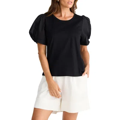 Brave + True Brave+true Abigail Puff Sleeve T-shirt In Black