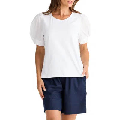 Brave + True Brave+true Abigail Puff Sleeve T-shirt In White