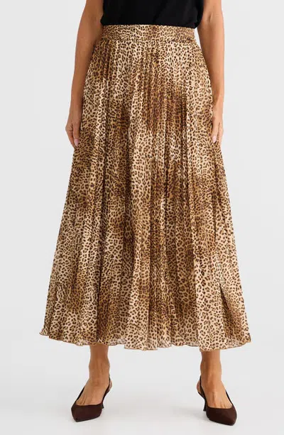 Brave + True Brave+true Alias Pleated Maxi Skirt In Brown