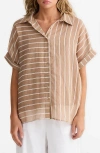 Brave + True Brave+true Alice Oversize Stripe Shirt In Latte Stripe