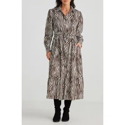 Brave + True Brave+true Alice Zebra Print Long Sleeve Shirtdress In Zigby