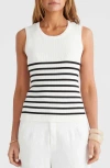 Brave + True Brave+true Amba Stripe Rib Knit Tank Top In Ecru W Black Stripe