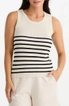 Brave + True Brave+true Amba Stripe Rib Knit Tank Top In Ecru W Black Stripe