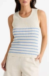 Brave + True Brave+true Amba Stripe Rib Tank In Ecru W Blue Stripe