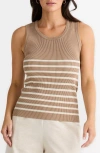 Brave + True Brave+true Amba Stripe Rib Tank In Nut W Ecru Stripe