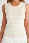 Brave + True Amba Tank Top In Oat/ White Stripe