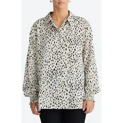 Brave + True Brave+true Audrey Print Relaxed Button-up Shirt In White
