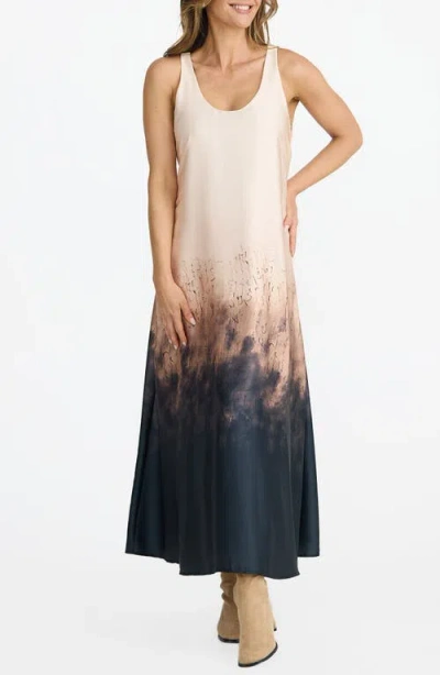 Brave + True Brave+true Audrey Print Sleeveless Satin Maxi Dress In Pink