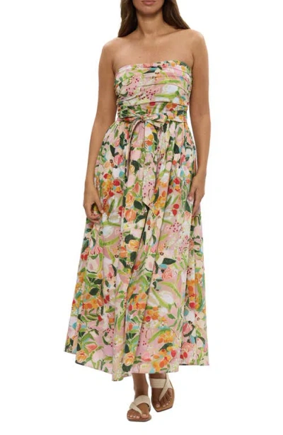 Brave + True Brave+true Avalon Floral Print Strapless Dress In Animal Print