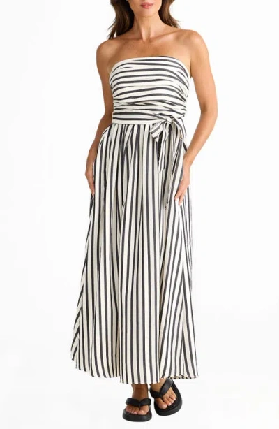 Brave + True Brave+true Avalon Stripe Strapless Maxi Dress In Black