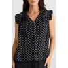 Brave + True Brave+true Broadway Ruffle Sleeve Top In Polka Dot