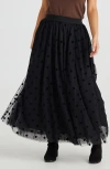 Brave + True Brave+true Carrie Velvet Dot Tulle Maxi Skirt In Black Polka Dot