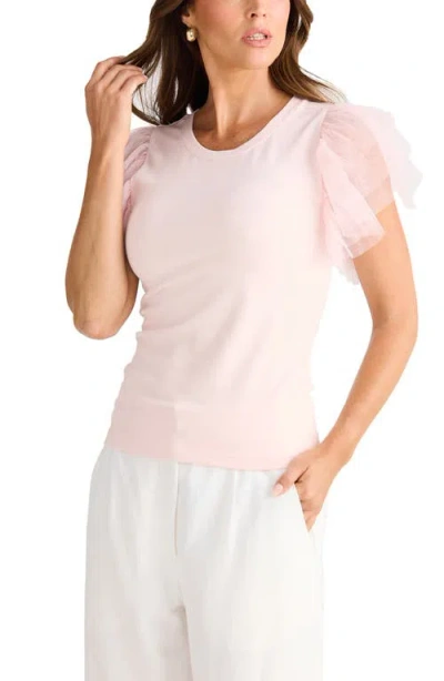 Brave + True Brave+true Chance Flutter Sleeve T-shirt In Pink