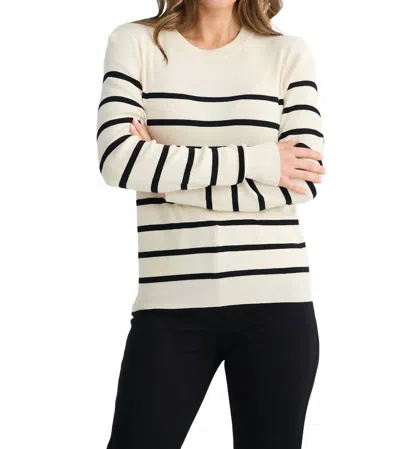 Brave + True Cleo Knit Stripe Top In Oatmeal/black In Neutral