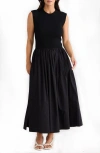 Brave + True Brave+true Daphne Sleeveless Mixed Media Dress In Black