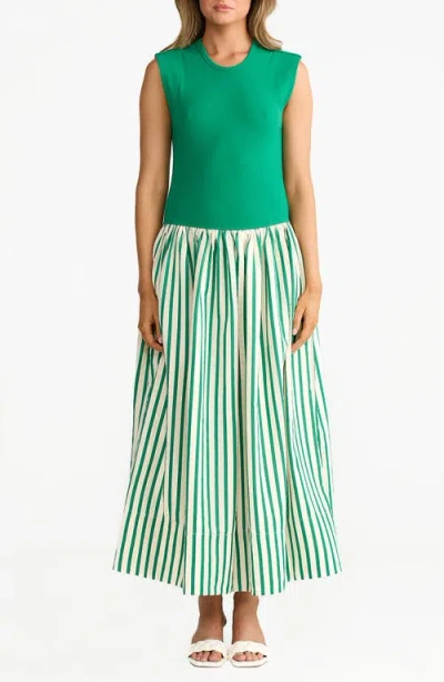 Brave + True Brave+true Daphne Sleeveless Mixed Media Dress In Green