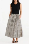 Brave + True Brave+true Daphne Stripe Skirt Maxi Dress In White W Black Stripe