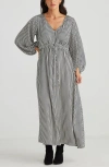 Brave + True Brave+true Daylight Check Print Long Sleeve Dress In Black
