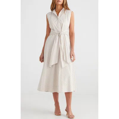 Brave + True Brave+true Delaware Stripe Sleeveless Shirtdress In Sand Stripe