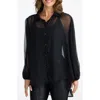 Brave + True Brave+true Eden Lattice Back Chiffon Shirt In Black