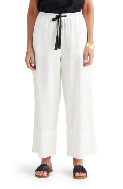 Brave + True Elevate Linen & Cotton Drawstring Pants In White