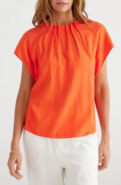 Brave + True Brave+true Elise Linen Blend Top In Orange