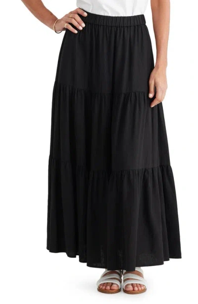 Brave + True Elsie Linen Blend Maxi Skirt In Black