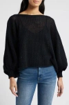 Brave + True Brave+true Emilie Mesh Stitch Turtleneck Sweater In Black
