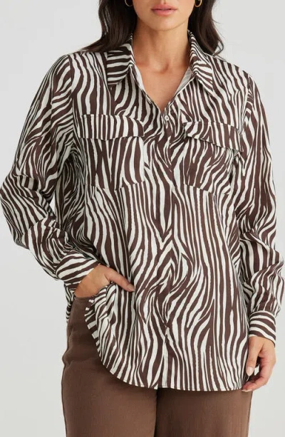 Brave + True Brave+true Enya Zebra Button-up Shirt In Zigby