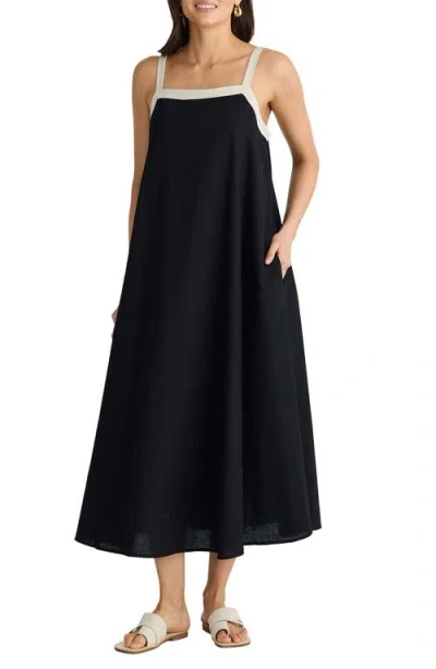 Brave + True Brave+true Erica Linen Blend Sleeveless Dress In Black