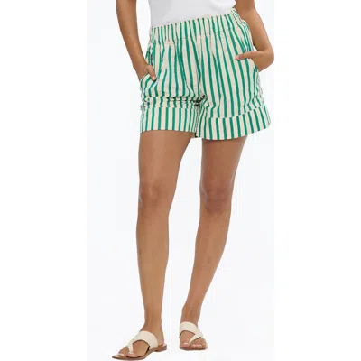 Brave + True Brave+true Esplande Stripe Pull-on Shorts In Green