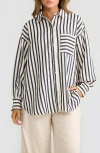 Brave + True Brave+true Ezra Patch Pocket Stripe Shirt In Black