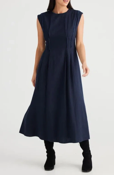 Brave + True Brave+true Fortuna Sleeveless A-line Dress In Navy